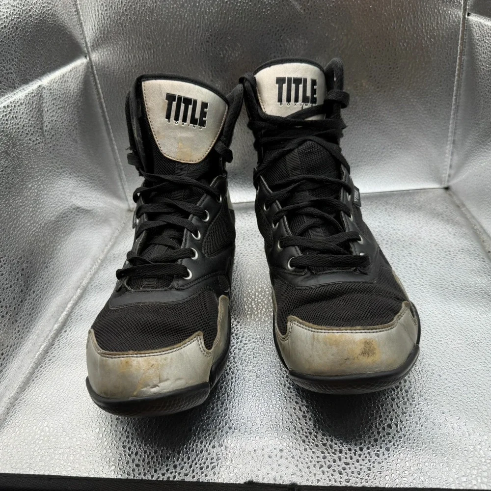 Size 10 Title Boxing Total Balance Black‎ Mens High Top Lace Up Boxing Shoes
